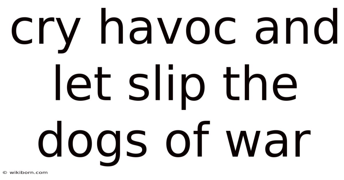 Cry Havoc And Let Slip The Dogs Of War