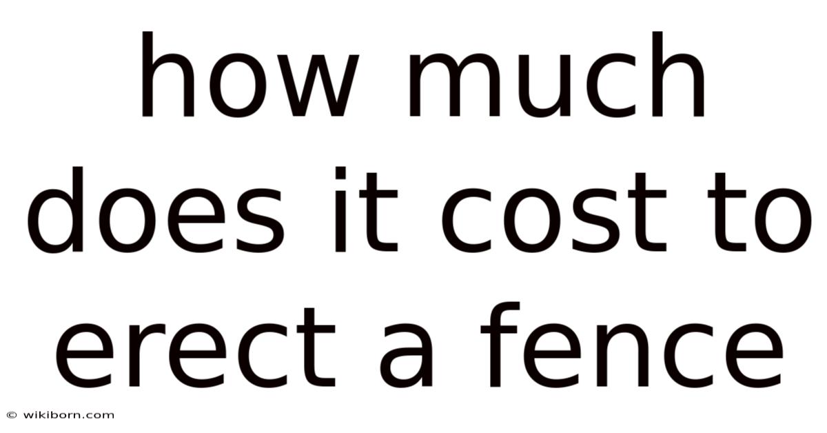 How Much Does It Cost To Erect A Fence