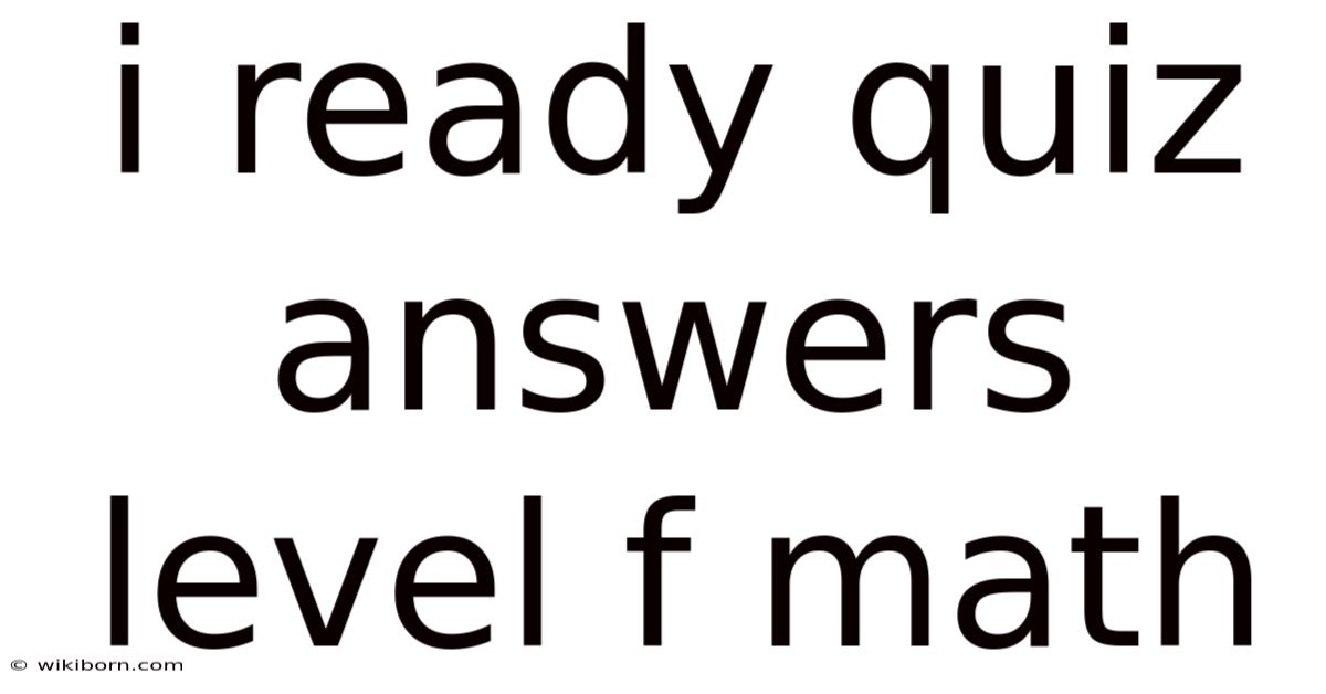 I Ready Quiz Answers Level F Math