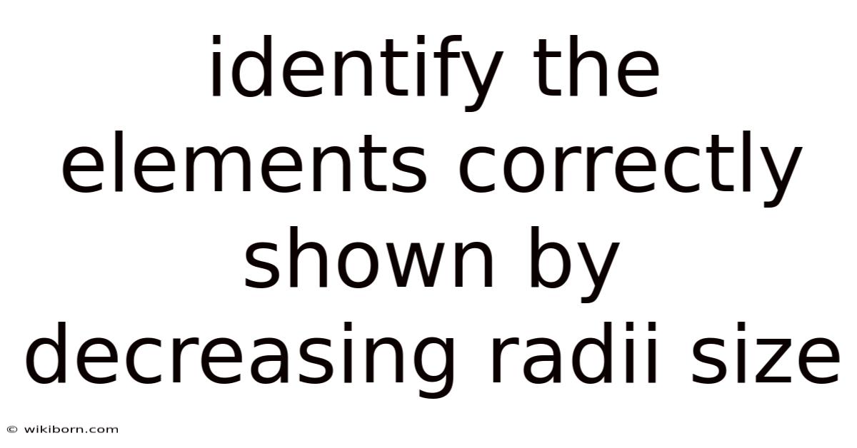Identify The Elements Correctly Shown By Decreasing Radii Size