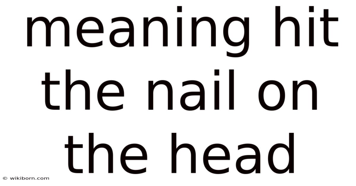 Meaning Hit The Nail On The Head