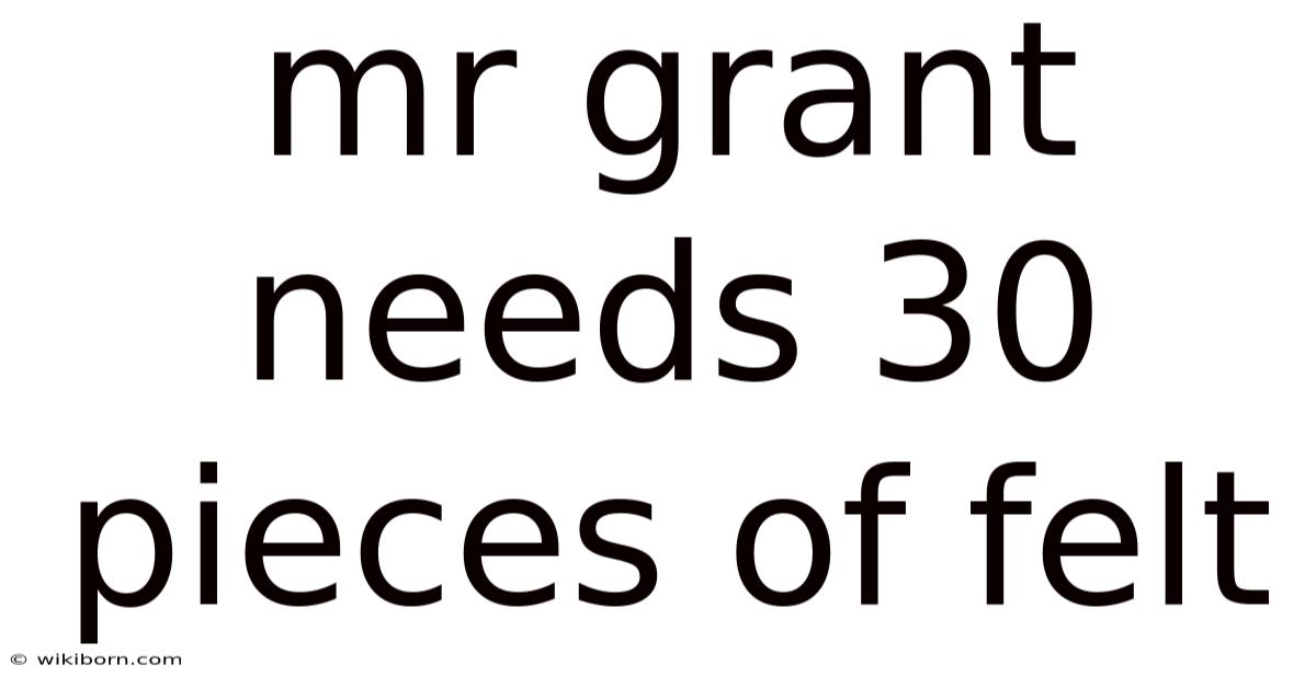 Mr Grant Needs 30 Pieces Of Felt