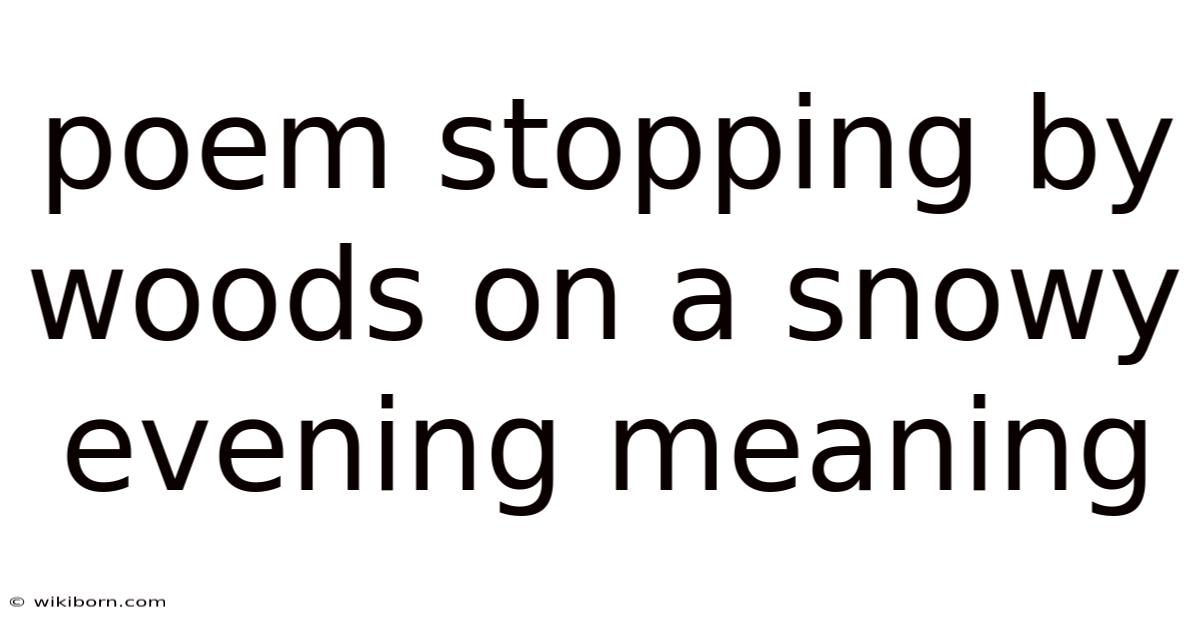 Poem Stopping By Woods On A Snowy Evening Meaning