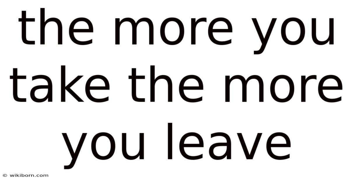 The More You Take The More You Leave