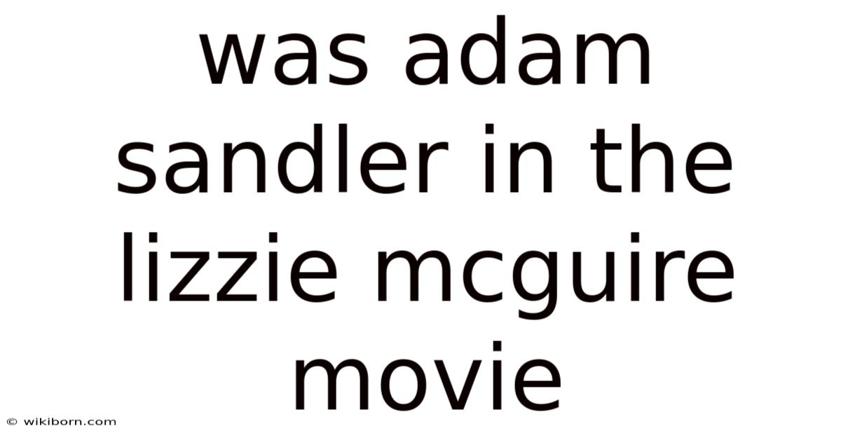Was Adam Sandler In The Lizzie Mcguire Movie