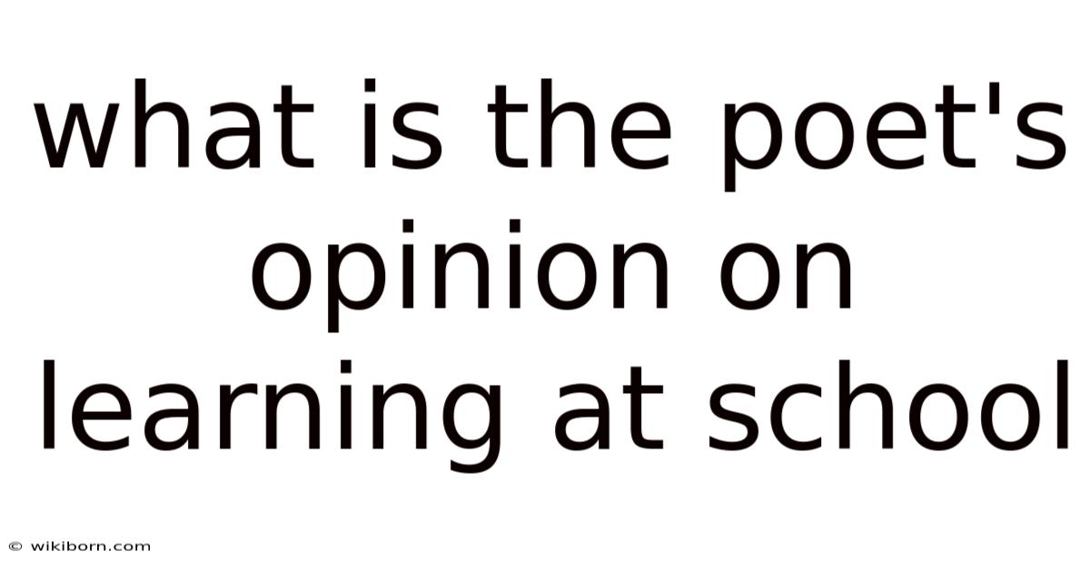 What Is The Poet's Opinion On Learning At School