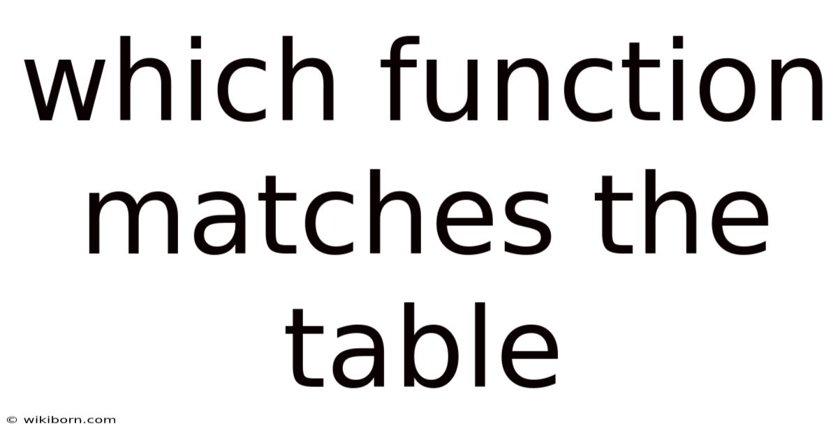Which Function Matches The Table