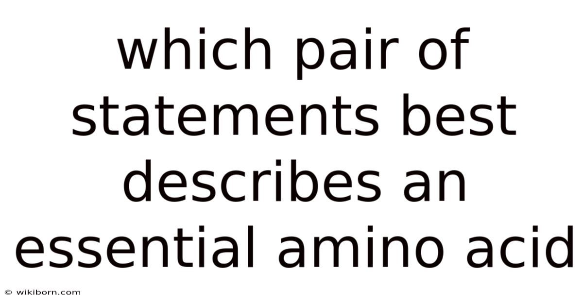 Which Pair Of Statements Best Describes An Essential Amino Acid