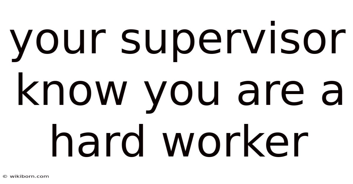 Your Supervisor Know You Are A Hard Worker